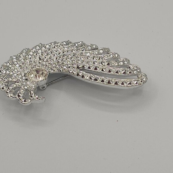 SarahCoventry "Evening Splendor" SilverTone Rhinestone Swirl Elegant Stmt Brooch - Picture 9 of 16